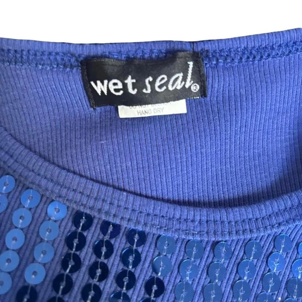 Y2K VINTAGE‎ BLUE SEQUIN WET SEAL SPARKLE TOP XS/SMALL EUC #13